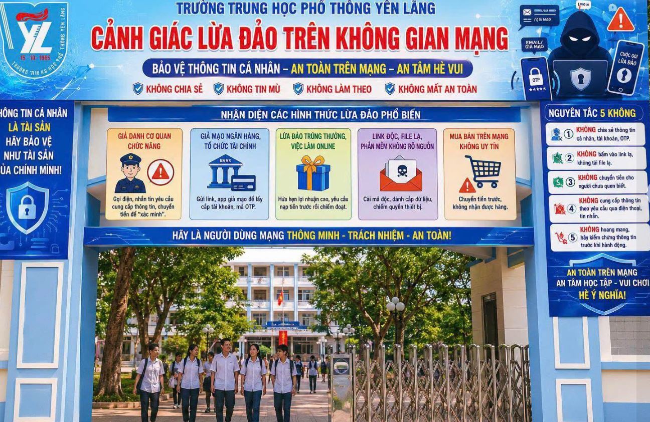 NHÀ TRƯỜNG TĂNG CƯỜNG TUYÊN TRUYỀN PHÒNG, CHỐNG LỪA ĐẢO VÀ ĐÁNH CẮP THÔNG TIN TRÊN KHÔNG GIAN MẠNG TRONG DỊP NGHỈ HÈ